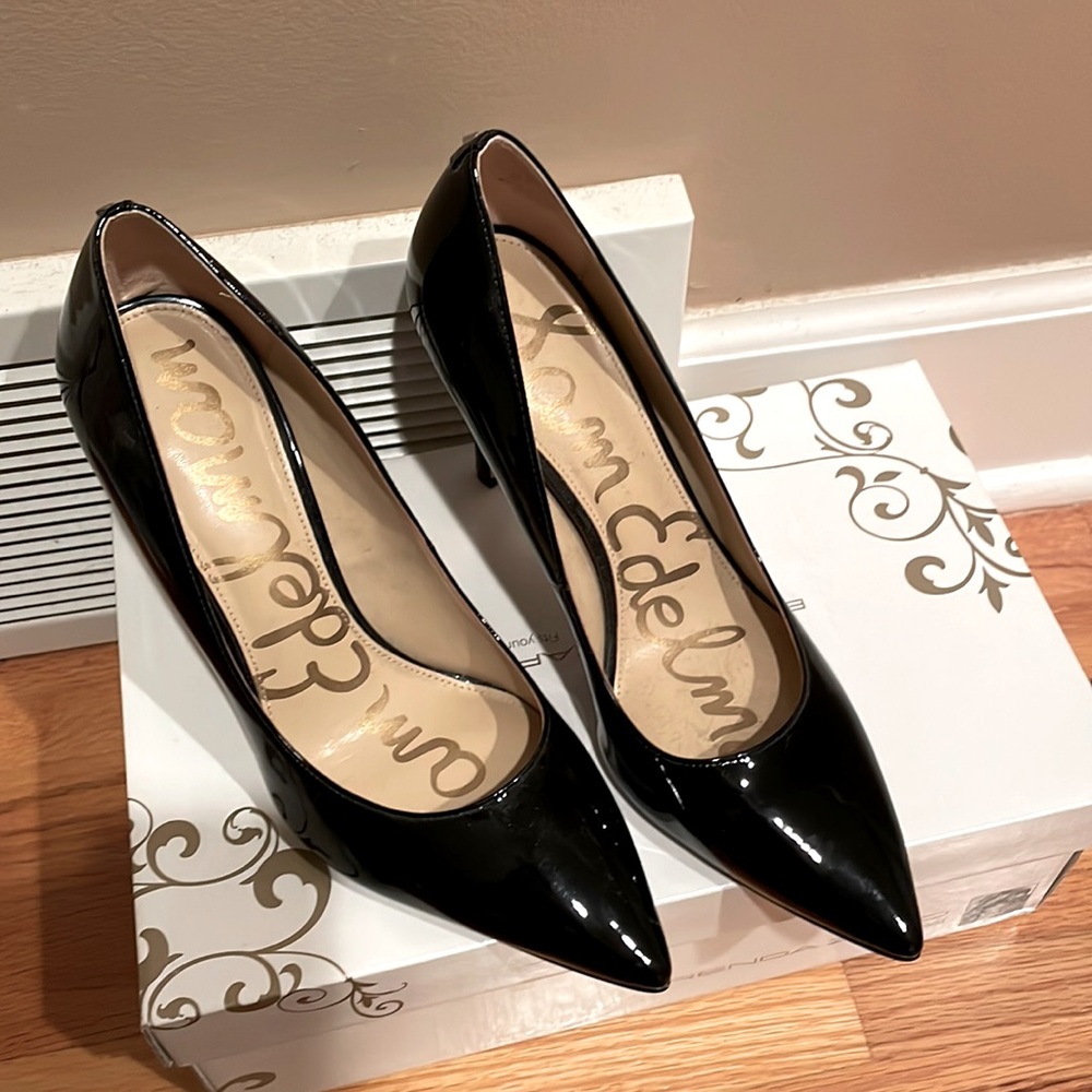 Patent leather black pumps by Sam Edelman